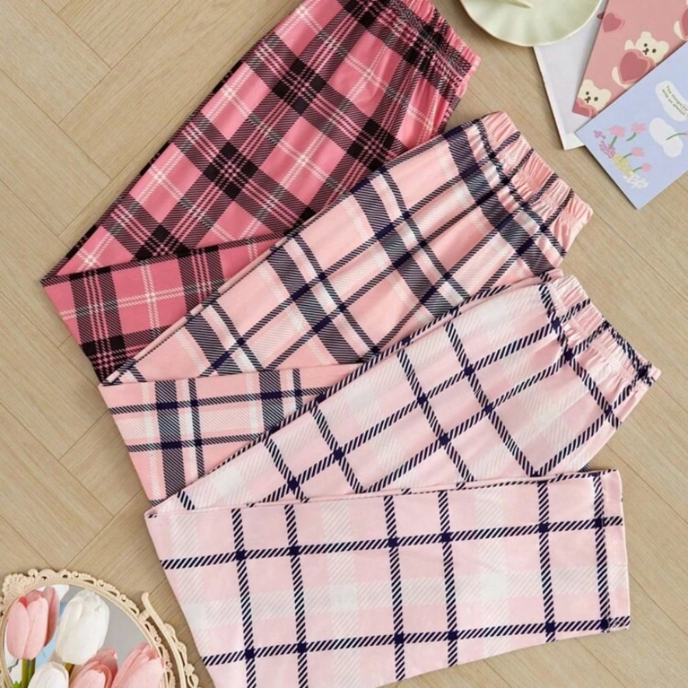 Women's Plaid PEACHY PINK Pajama Bottoms